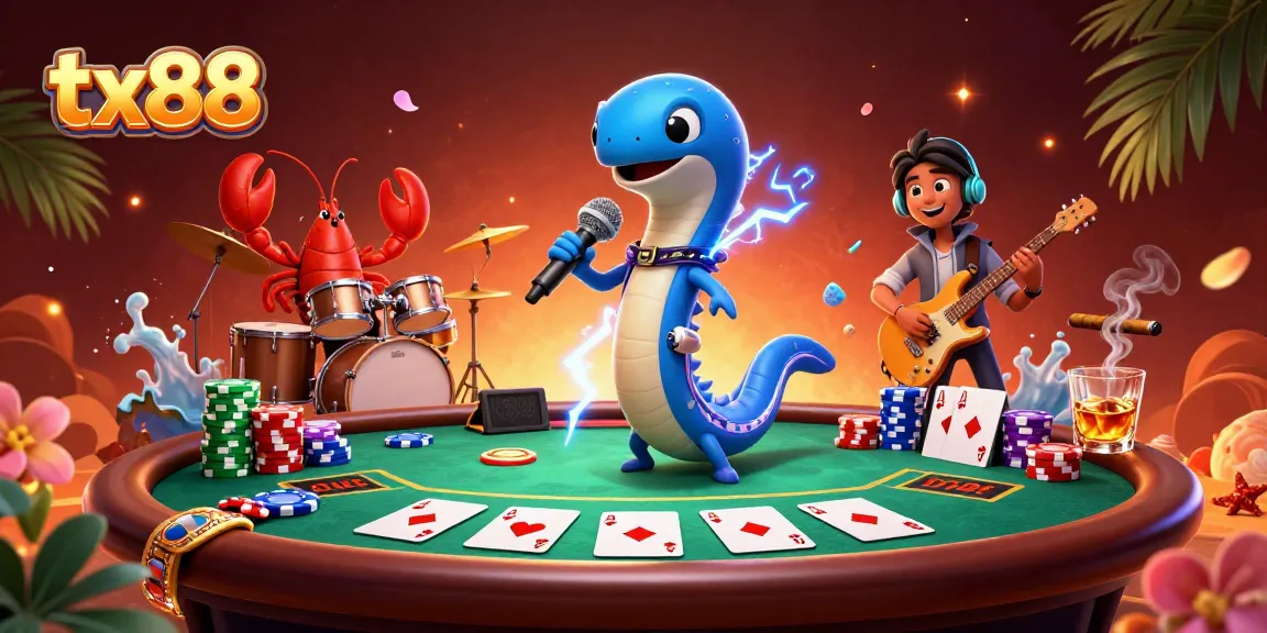 Experience thrilling action at tx88's underwater casino with vibrant 3D characters and dynamic gambling elements.