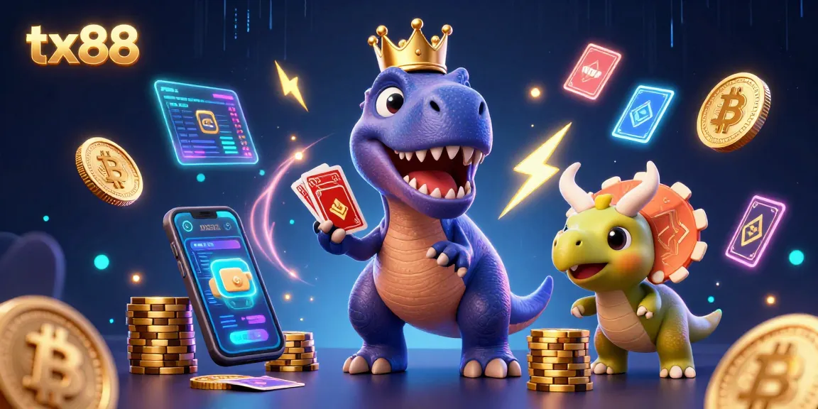 Engage with tx88 at a lively casino where T-Rex plays cards and a pterodactyl assists.