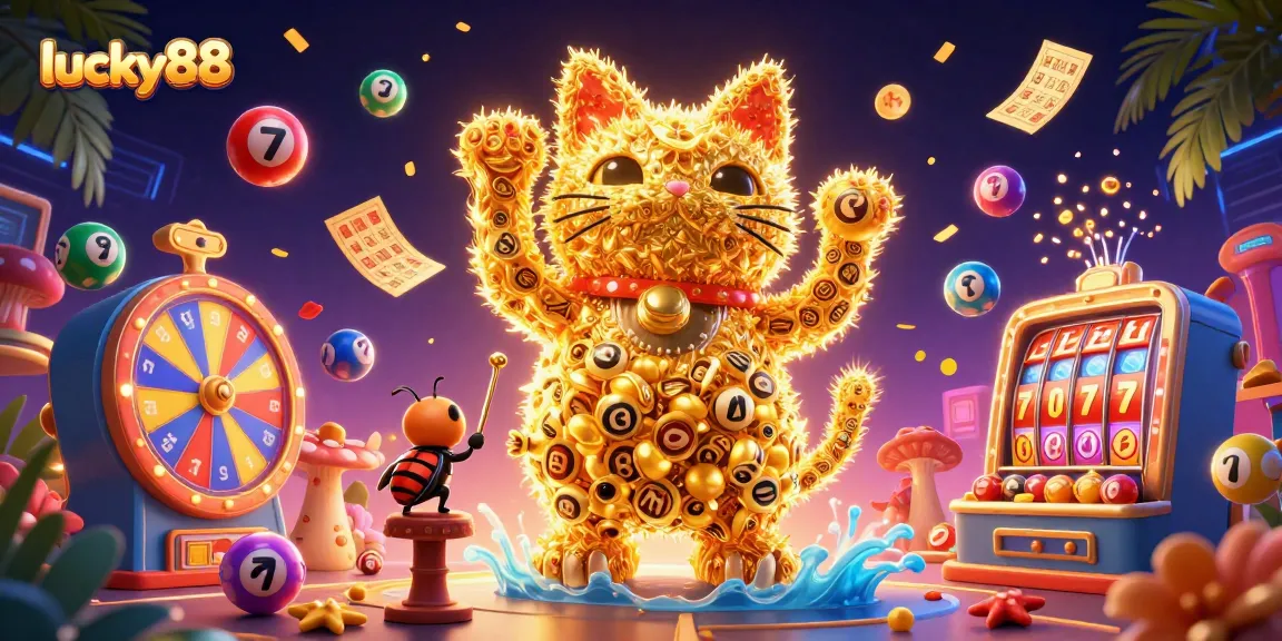 Engage in thrilling wins with lucky88 in this vivid casino-inspired illustration featuring dynamic game elements.