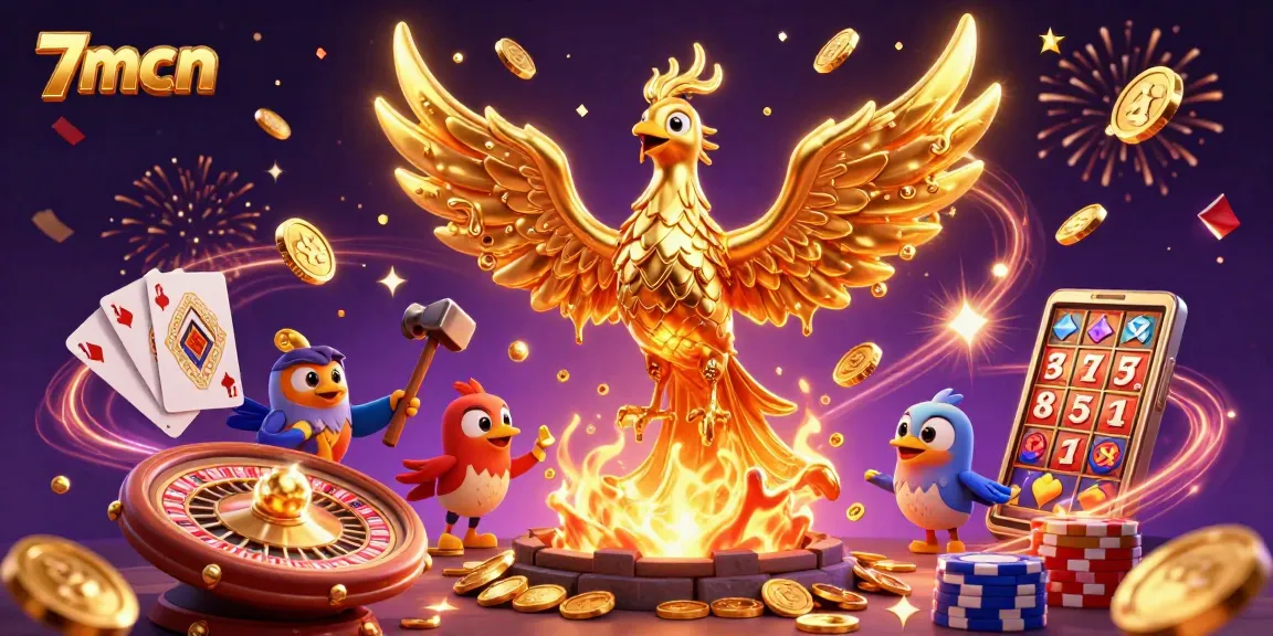 Experience thrilling moments with 7mcn in a vibrant, action-packed casino scene.