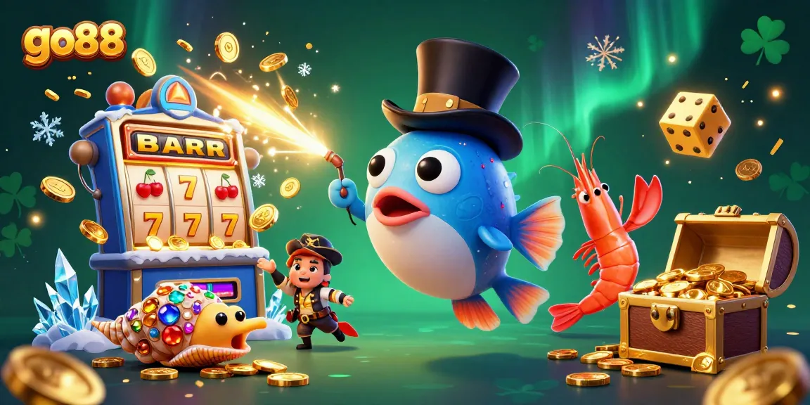 Experience the excitement of go88 with a vibrant underwater casino scene featuring a deep-sea anglerfish and treasure-filled characters.