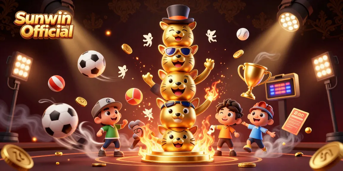 Engage in thrilling gameplay with Sunwin Official's vivid 3D casino illustration showcasing dynamic sports elements and captivating graphics.