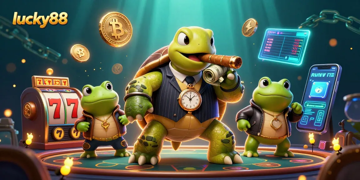 Experience the exciting luck of lucky88 with a vibrant casino scene featuring unique characters.