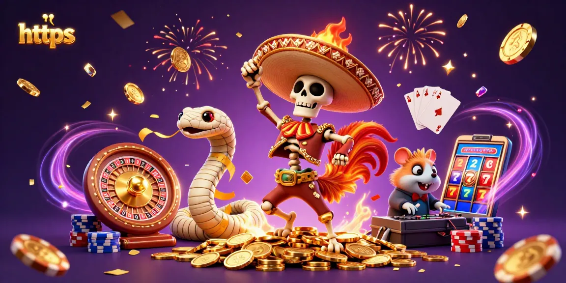 Witness the excitement of casino action with https casino games featuring a vibrant 3D scene of wins and celebrations.