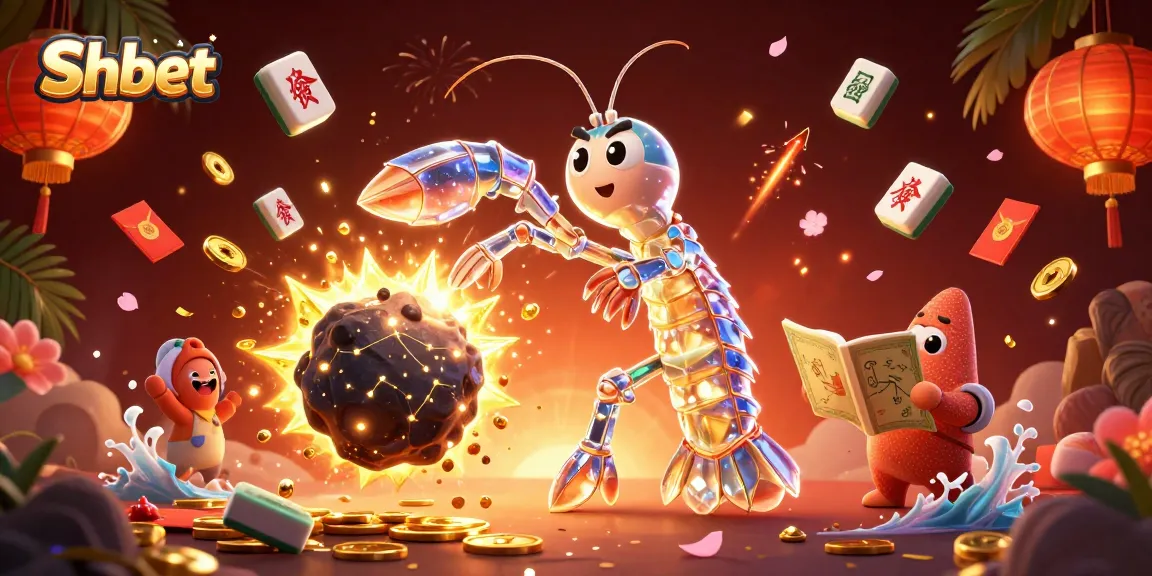 Experience winning with Shbet as a vibrant mantis shrimp breaks through an asteroid showering gold.