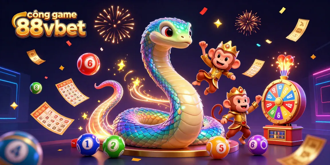 Khám phá cổng game 88vbet với hình ảnh sống động của rắn cầu vồng và danh tướng khỉ.