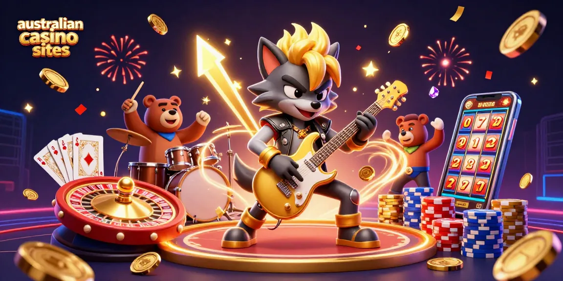 Engage with australian casino sites through this vibrant 3D illustration featuring exciting gaming elements.
