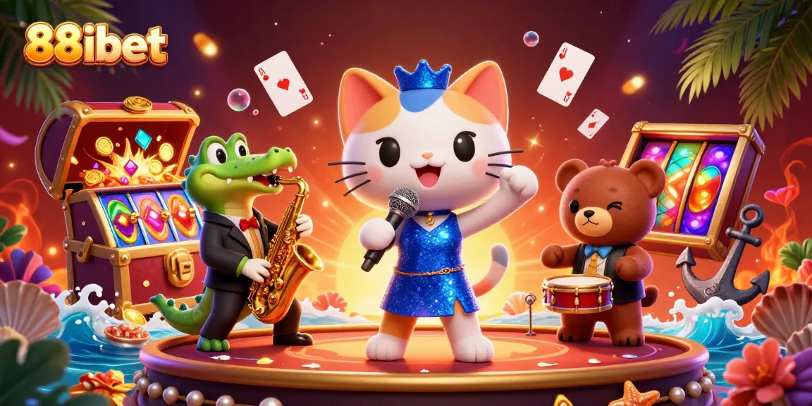 Experience thrilling wins with 88ibet in a vibrant casino scene featuring characters and game elements.