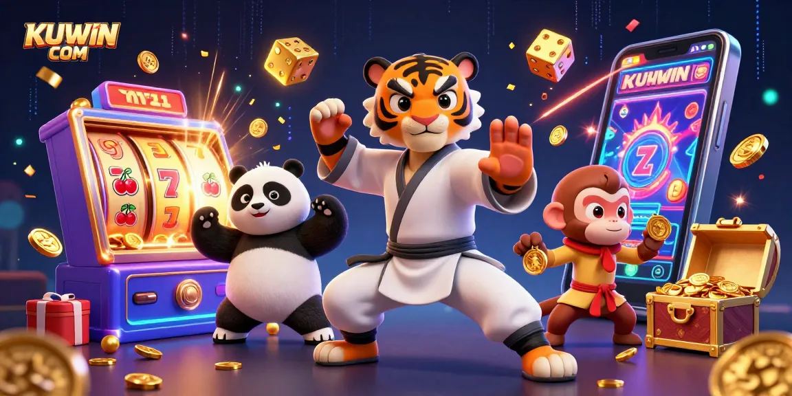 Engage with KUWIN COM's vibrant slot adventure featuring kung fu characters and golden treasures.