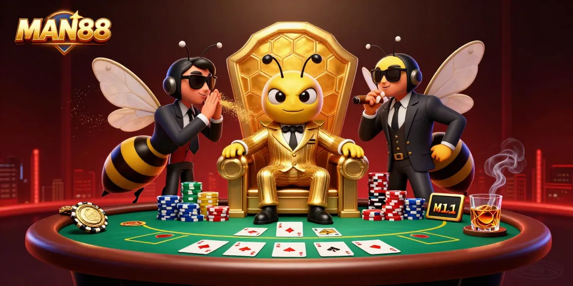 Experience the thrilling action at MAN88 with a cartoon-inspired poker scene featuring dynamic characters.