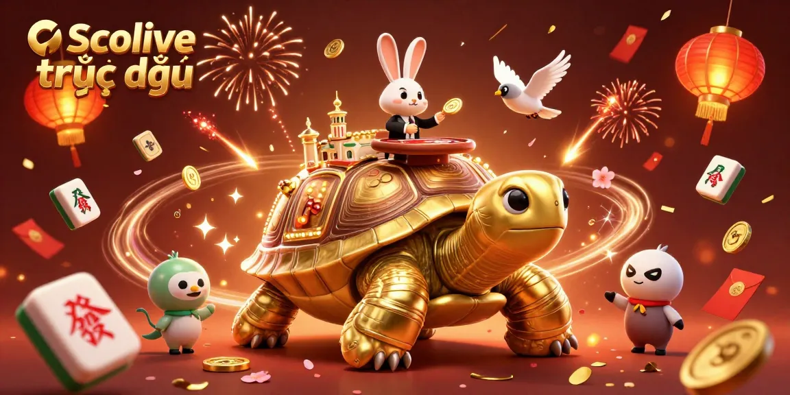 Experience the excitement of Socolive trực tiếp with golden coins flying around a giant tortoise and dealer.