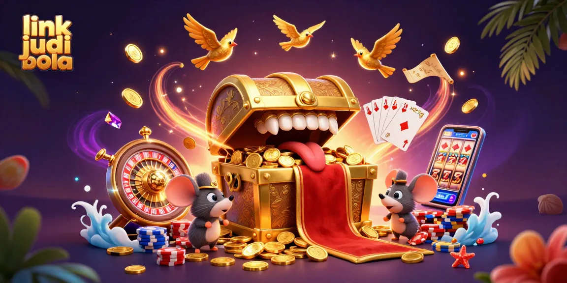 Bet big with link judi bola in this vibrant casino scene filled with treasures and betting action!