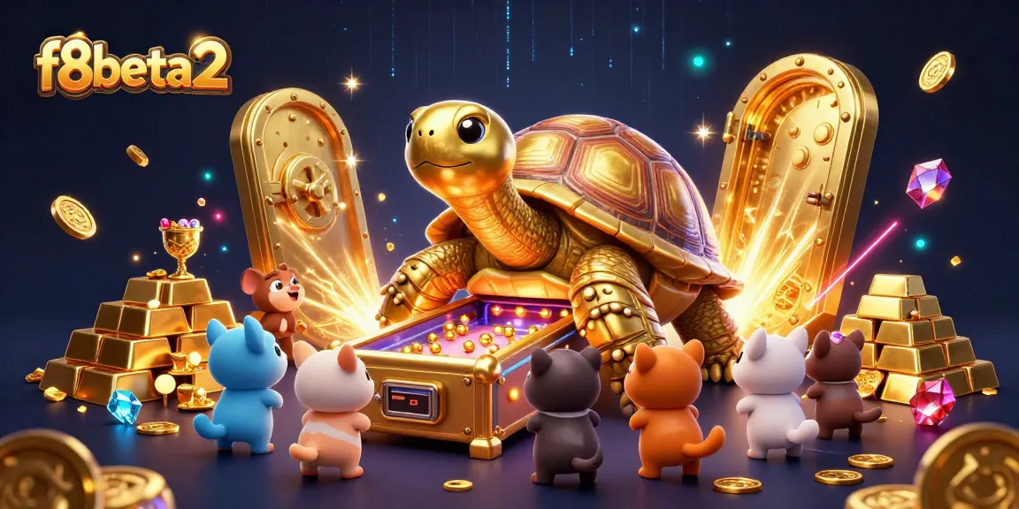 Experience thrilling gameplay with f8beta2's vibrant golden tortoise pinball scene packed with prizes.